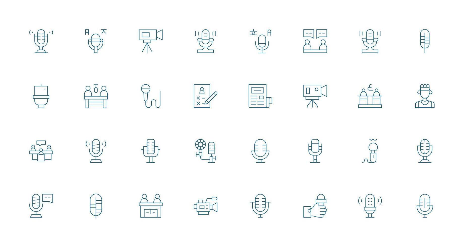 32 Thin Line Icons for Interview Graphics Modern Line and Glyph Icon Series vector