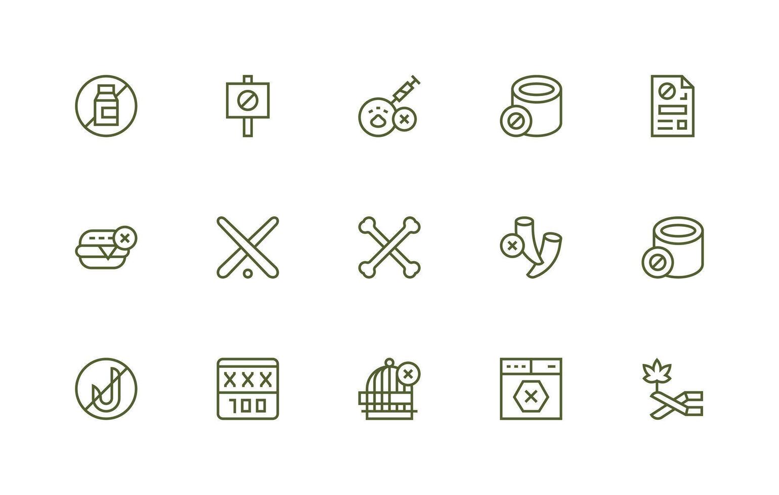 Not Allowed Icon Collection with 15 Regular Line Designs Scalable Icons for All Themes vector