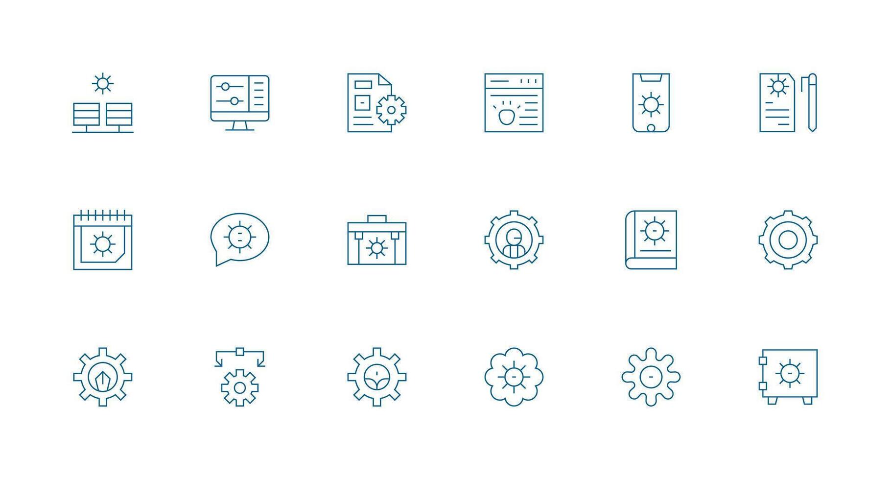 Configuration Set with 18 Minimal Line Icons Dashboard Icon Series vector