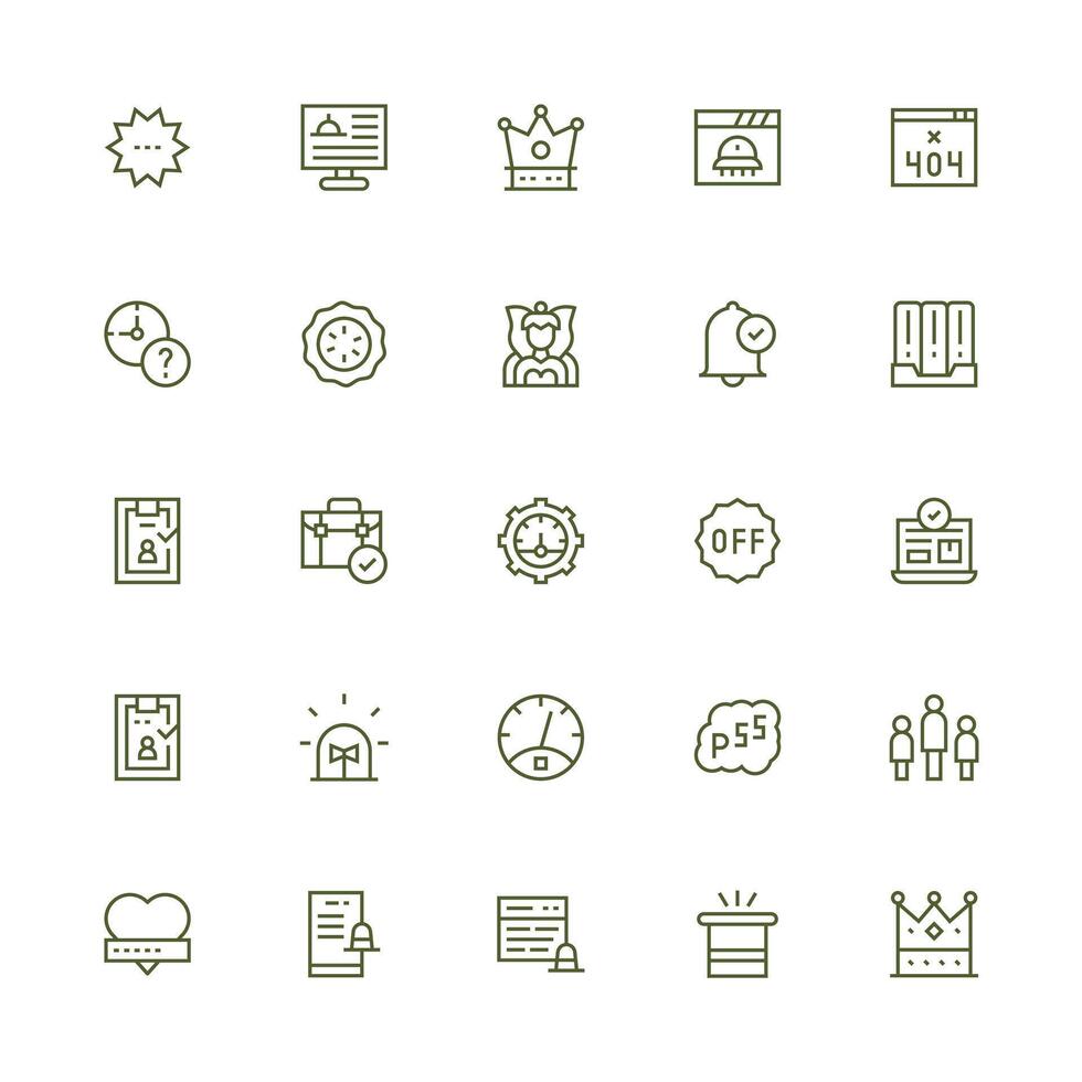 Status Icon Set with 25 Medium Stroke Outline Graphics Layout Icon Collection vector