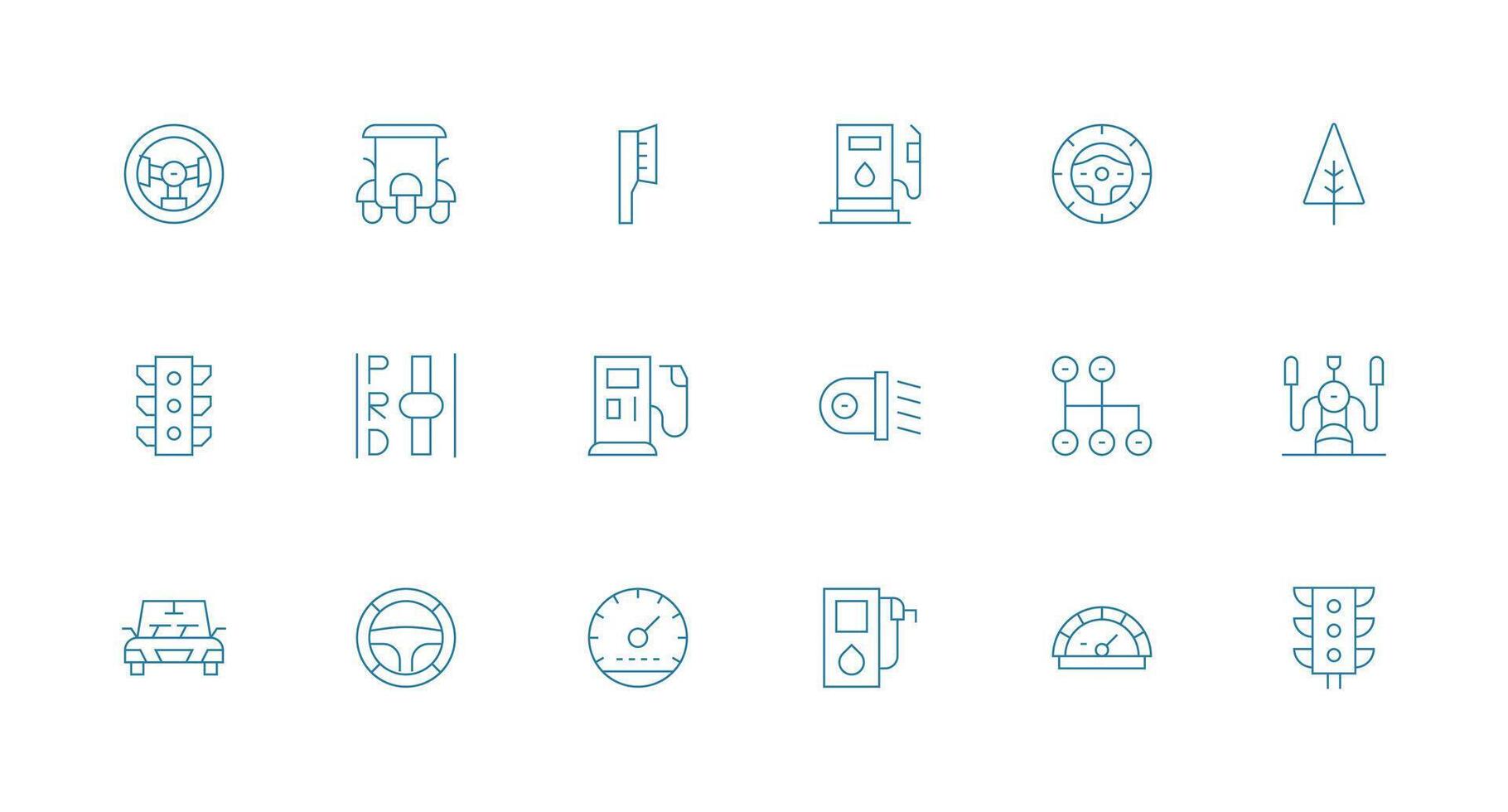 Minimal Line Icons from Driving Set with 18 Vectors Icon Collection Set