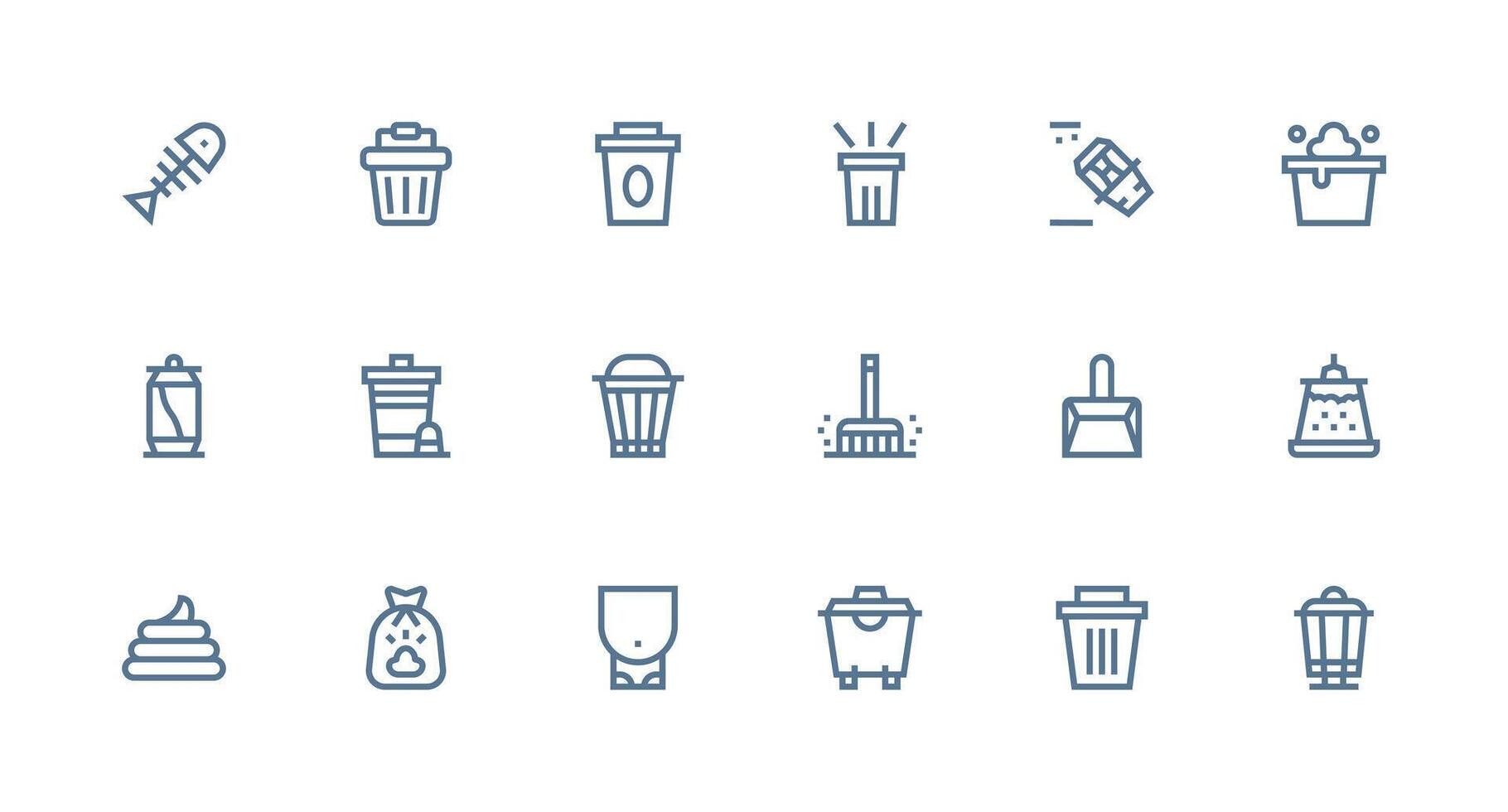 18 Icons for Garbage in Strong Stroke Line Format Complete Icon Set for Mobile Apps vector
