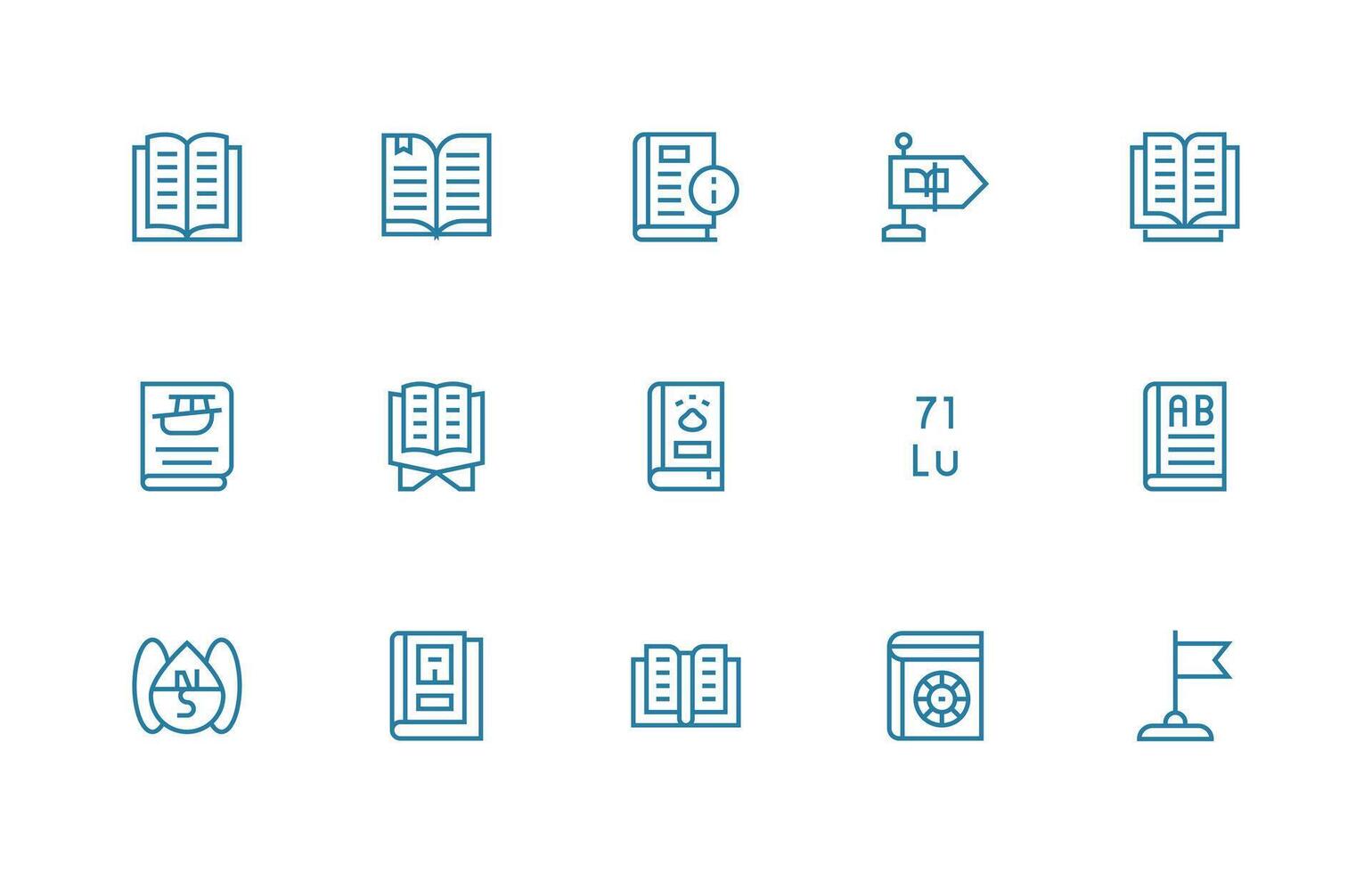 Reference including 15 Regular Line Illustrations Scalable Icons for Cross-Platform Interfaces vector