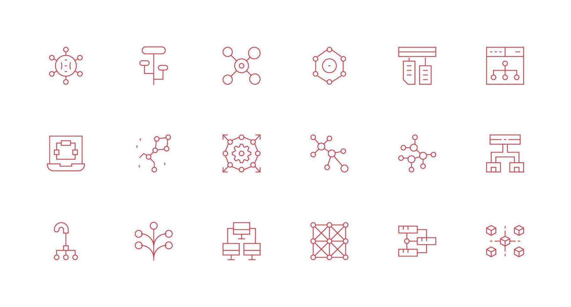Red networking and diagram icons vector