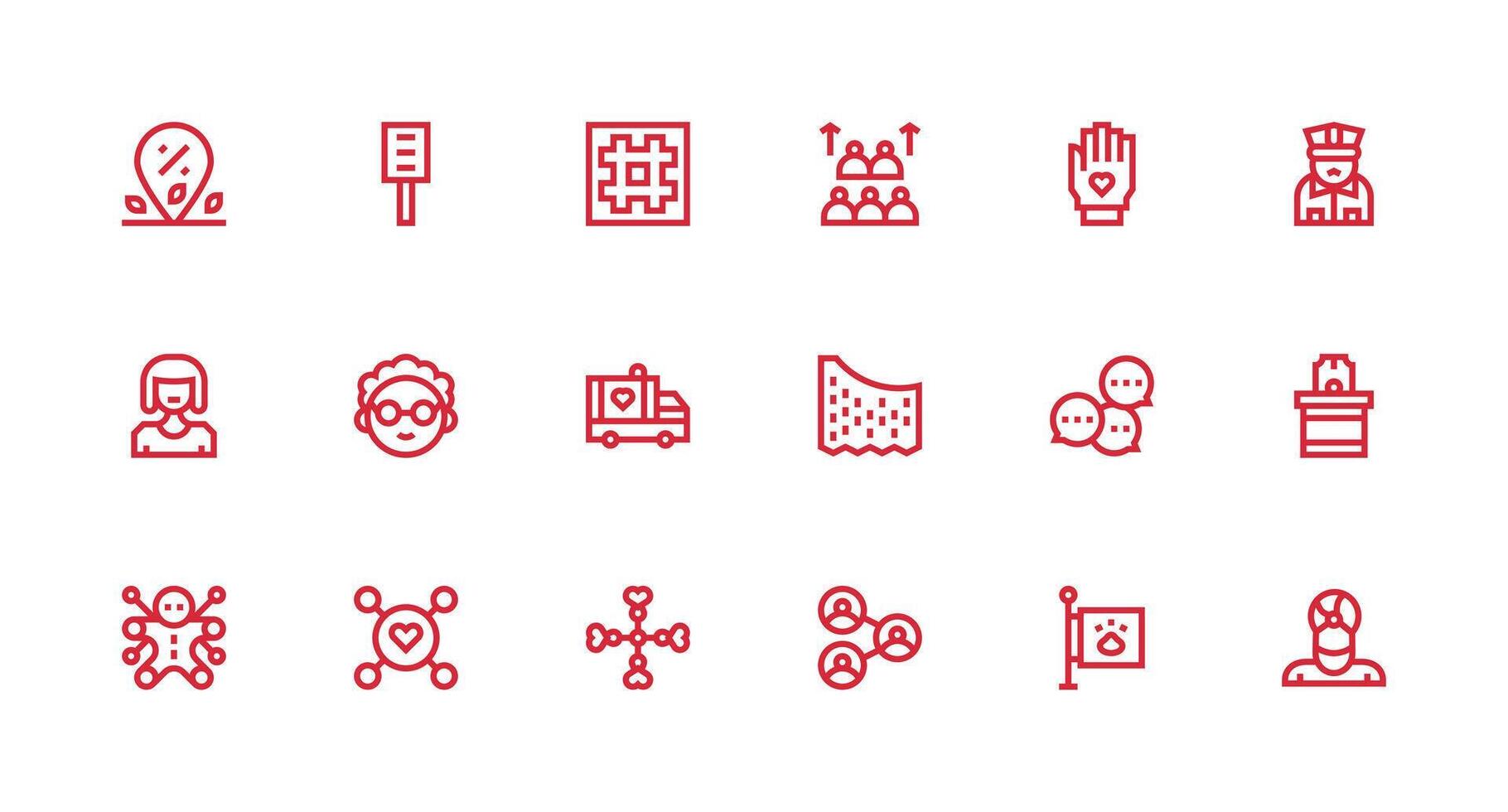18 Strong Stroke Line Designs for Community Icons Fully Editable Icon Set for Web vector