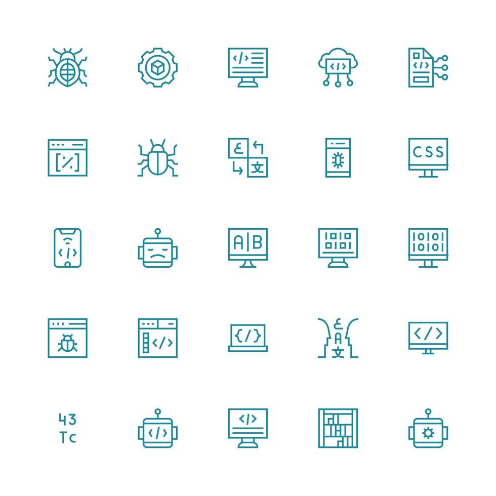 Icons depicting coding and technology concepts vector