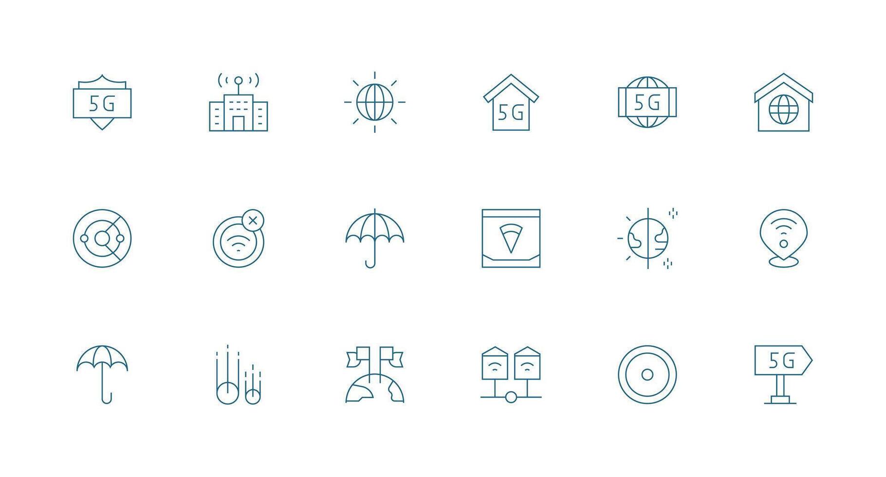 Collection of 5G networking icons vector