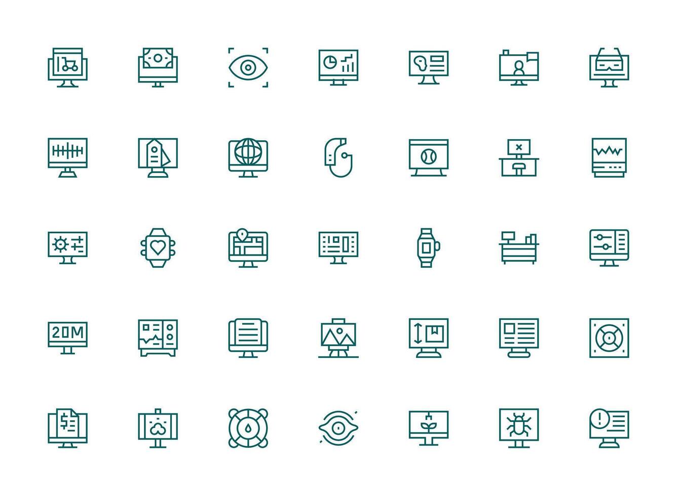 Minimalist computer icons collection vector