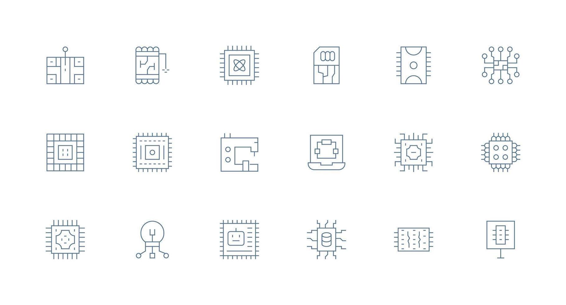 Circuit and microchip icons collection vector