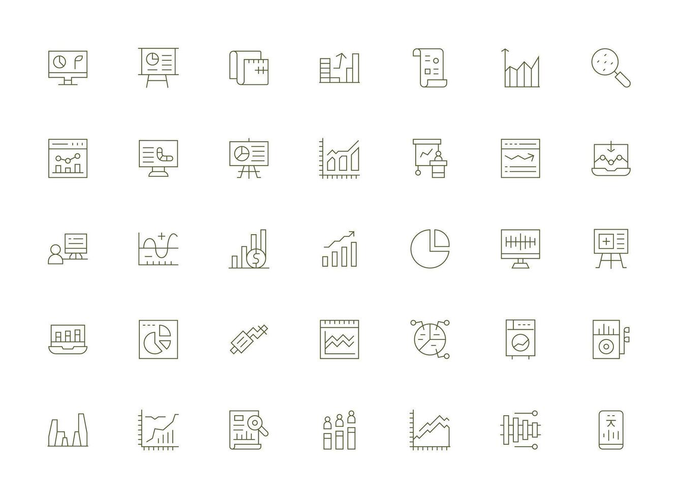 Line icons of graphs and charts vector