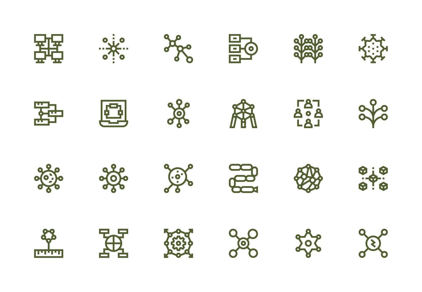 Nodes Visual Pack containing 24 Thick Line Line Icons Scalable Icons for Cross-Platform Interfaces vector