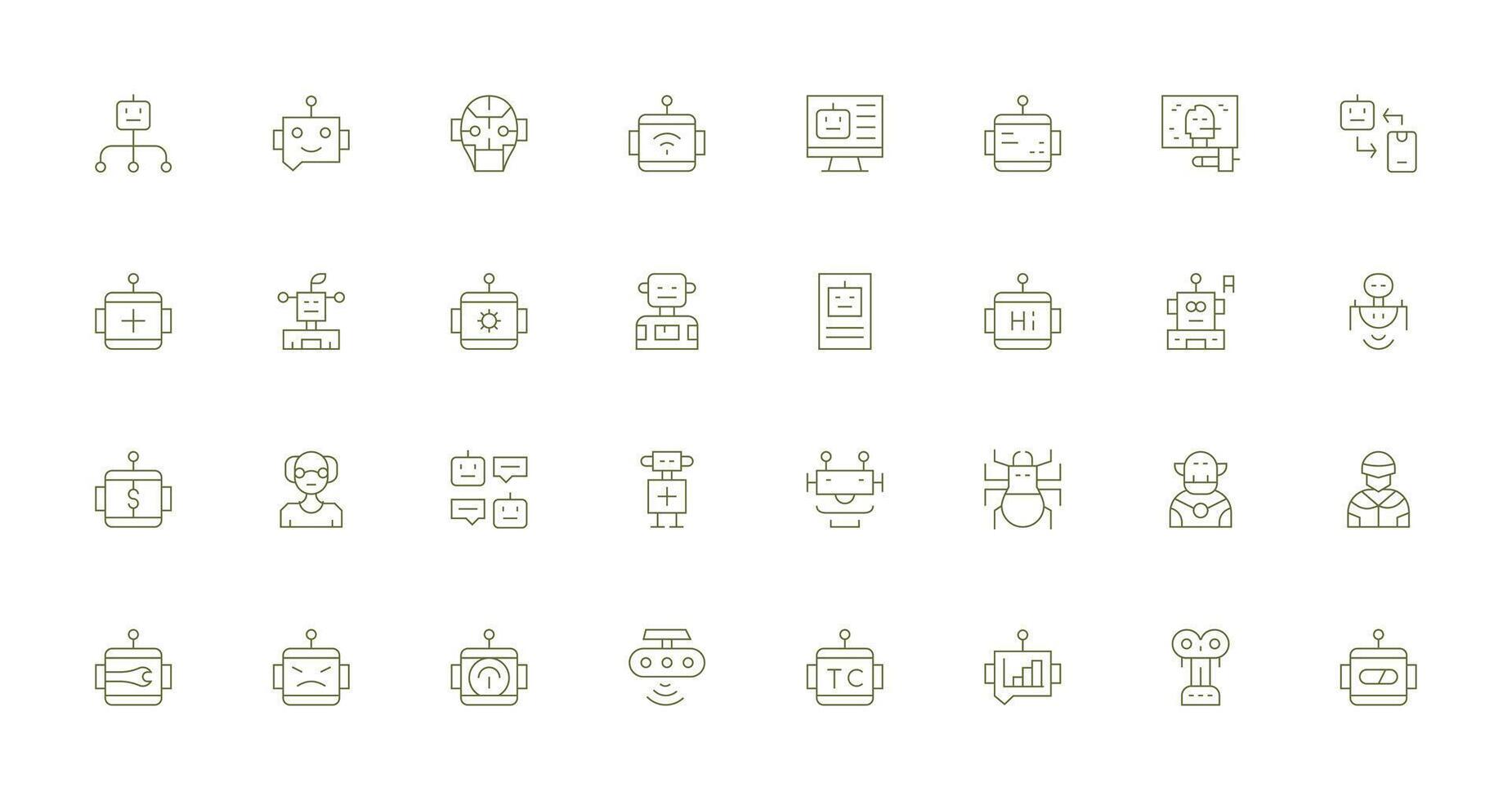 Various robot icons for technology vector