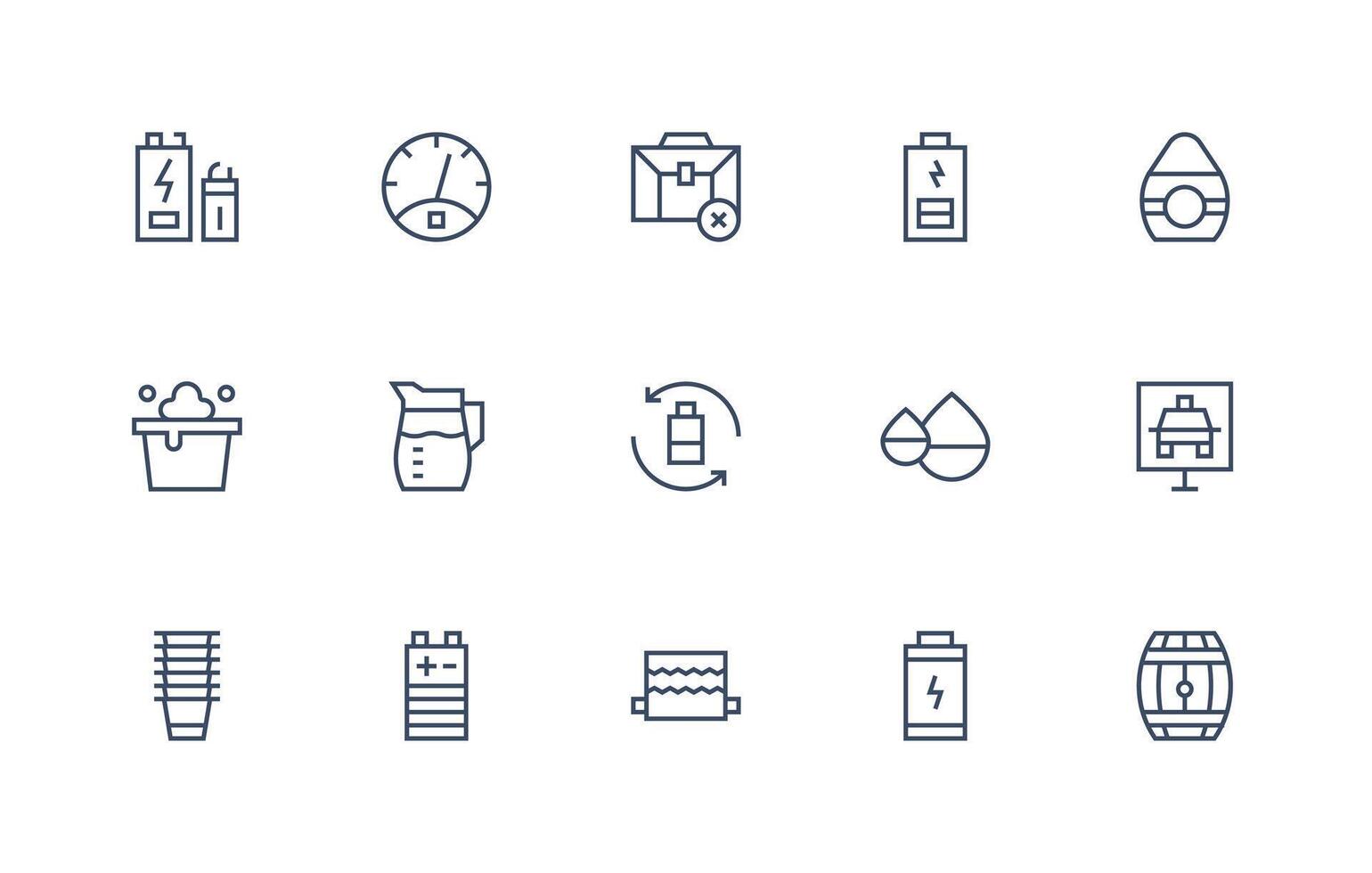 Full Icon Set with 15 Regular Line Graphics Scalable Icons for All Themes vector