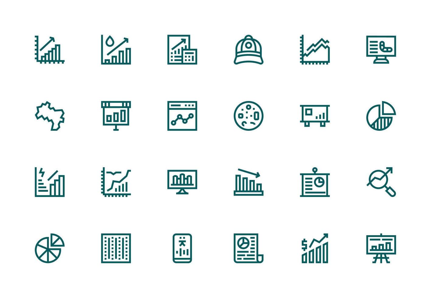 Business icons and charts collection vector