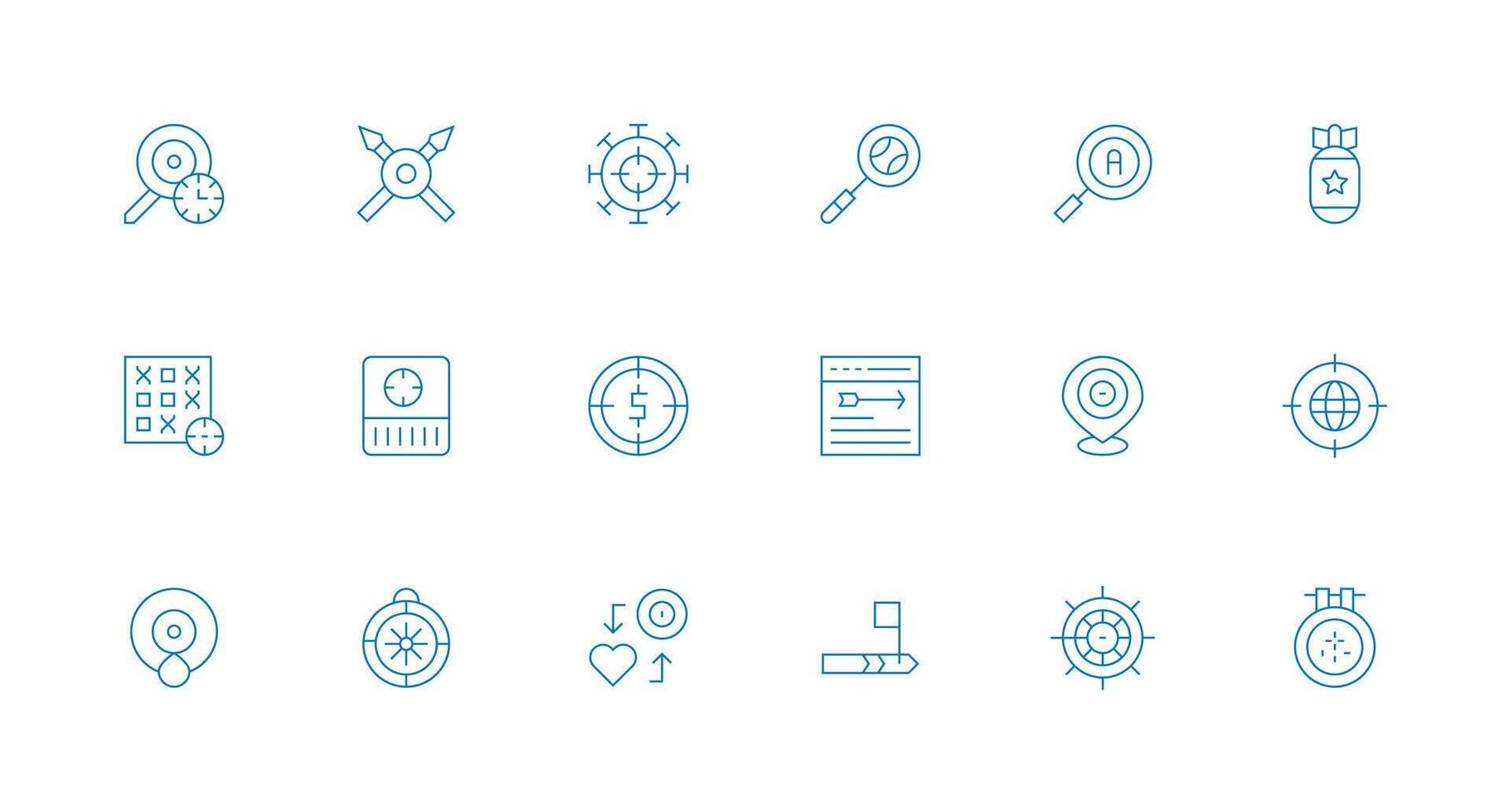 Icons representing analytics and targeting functions. vector
