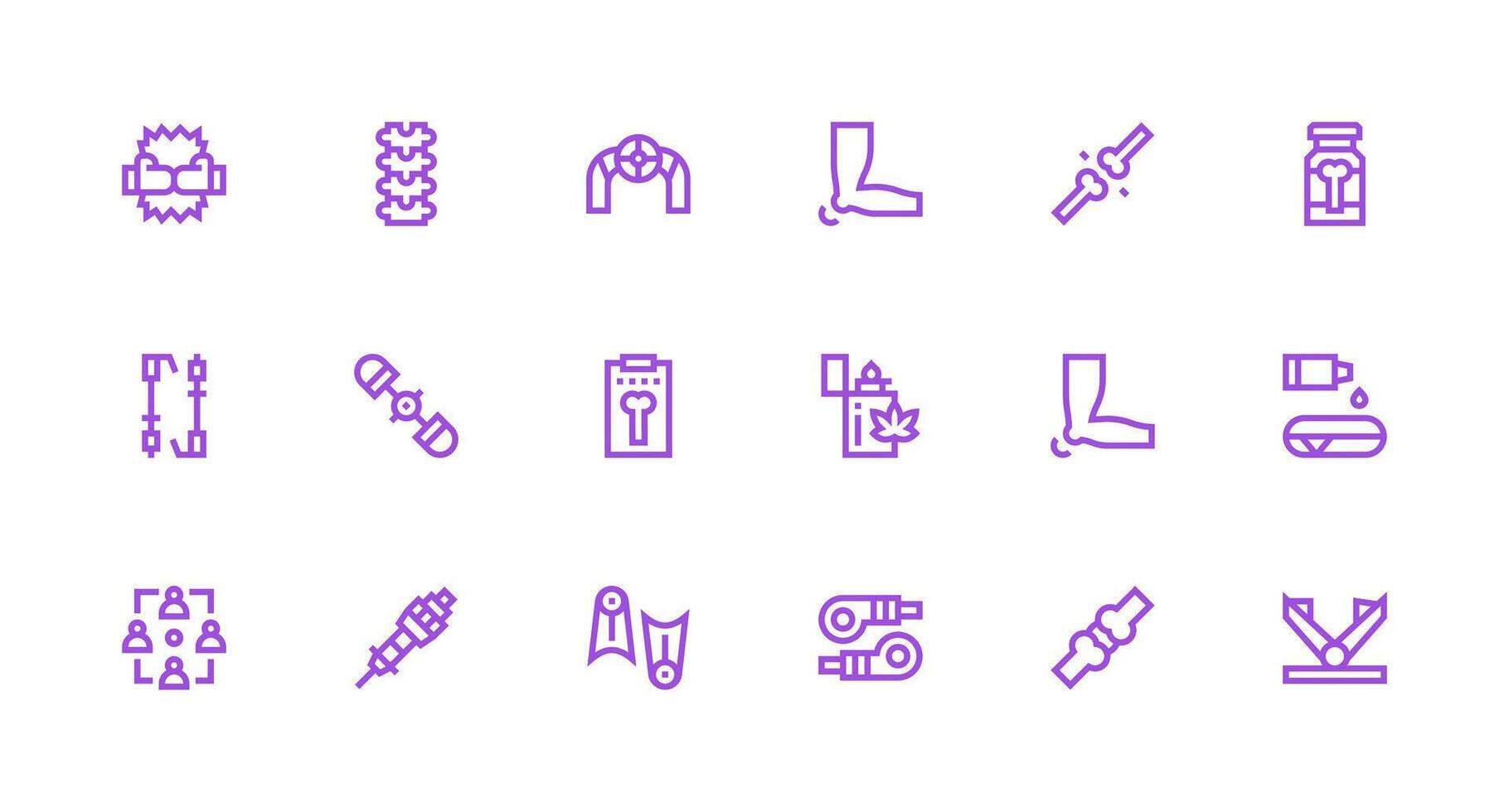 Joint Design Icons featuring 18 in Strong Stroke Line Style Fully Editable Icon Set for Web vector