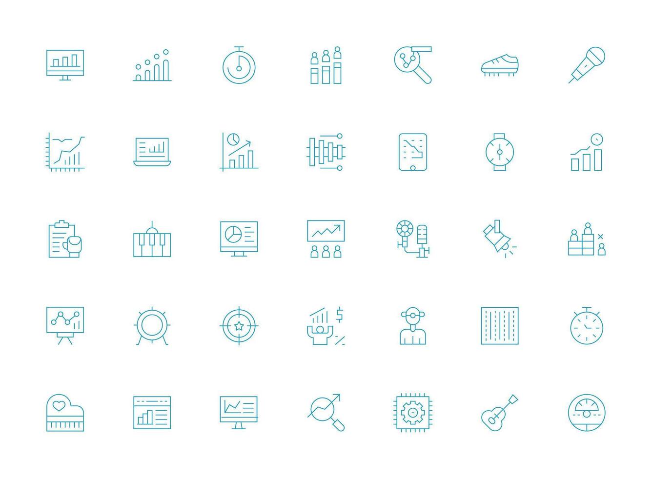 Icons representing data analysis tools and concepts vector