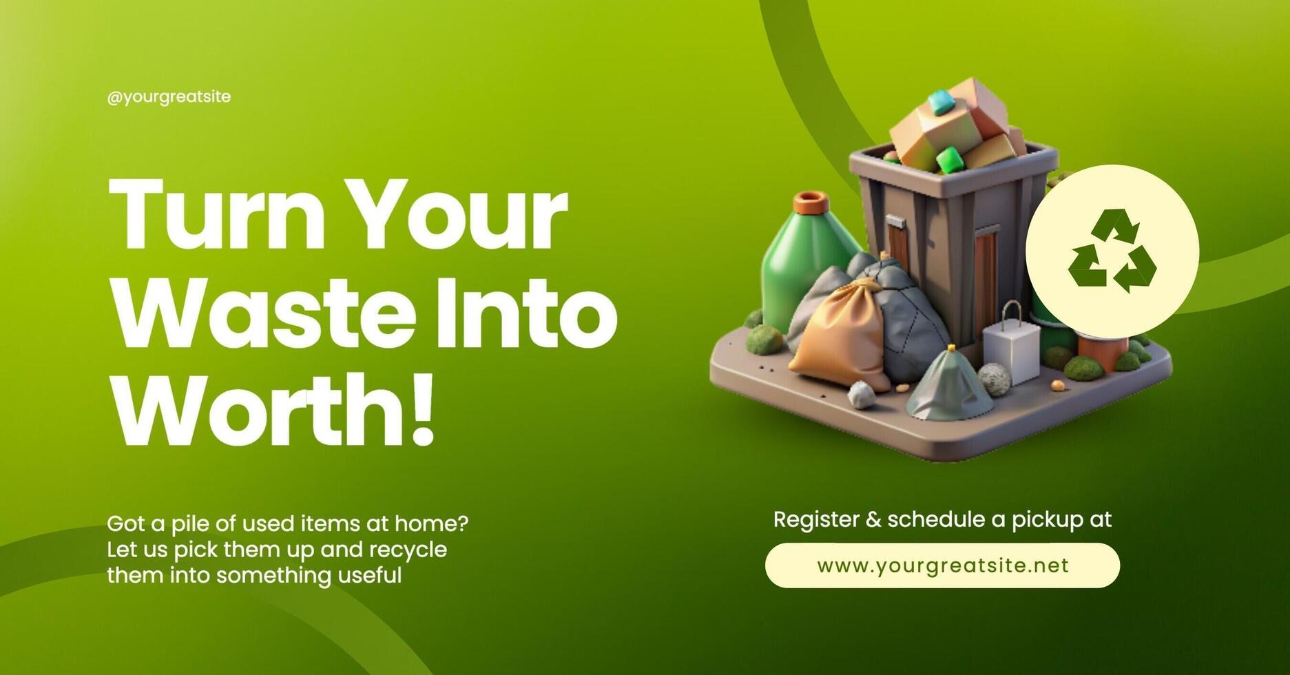 3d green yellow recycling program facebook ads template