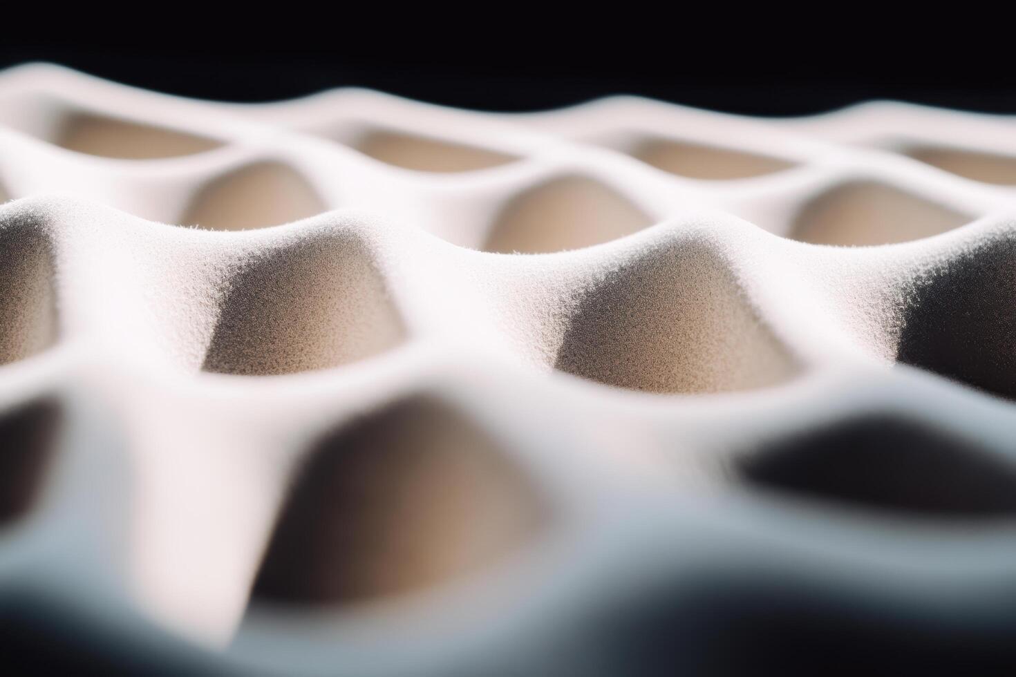 Close-up view of textured surface showing peaks and valleys in light photo