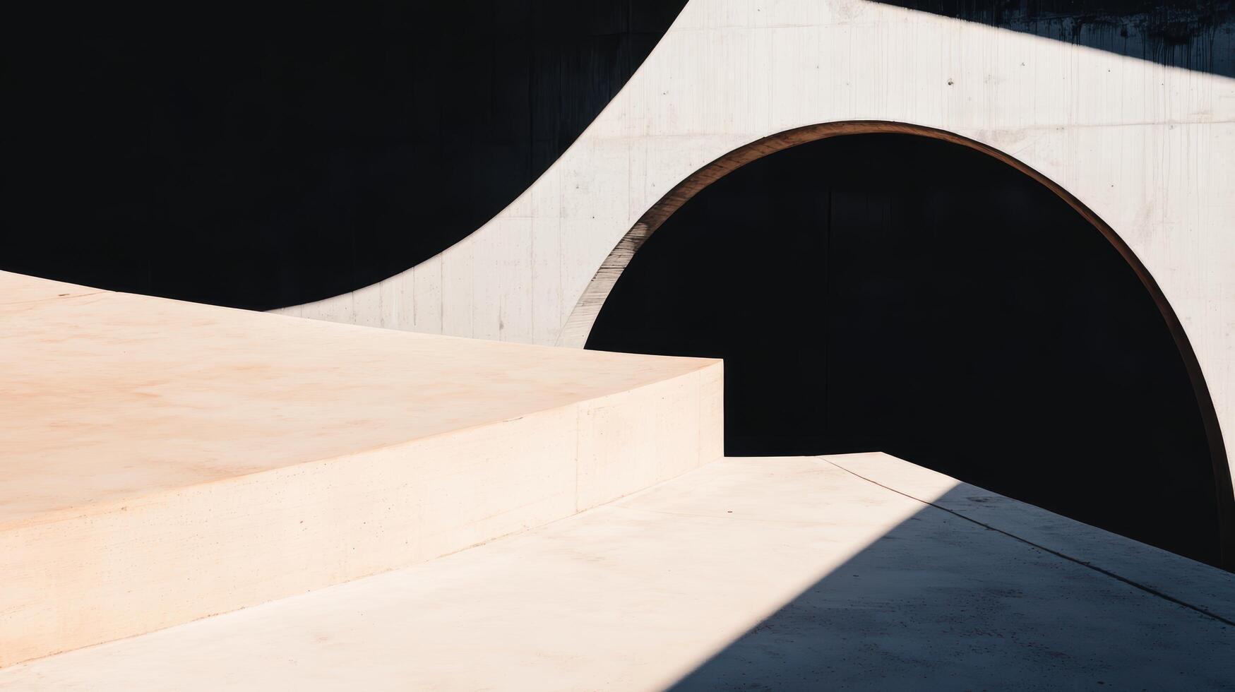 Exploring shadows and forms in modern architectural design at dusk photo