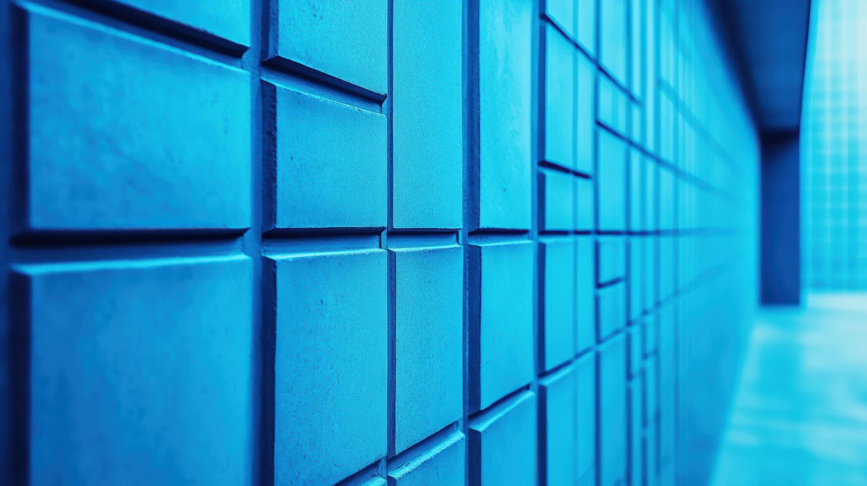 Exploration of geometric patterns in blue architecture during daylight photo