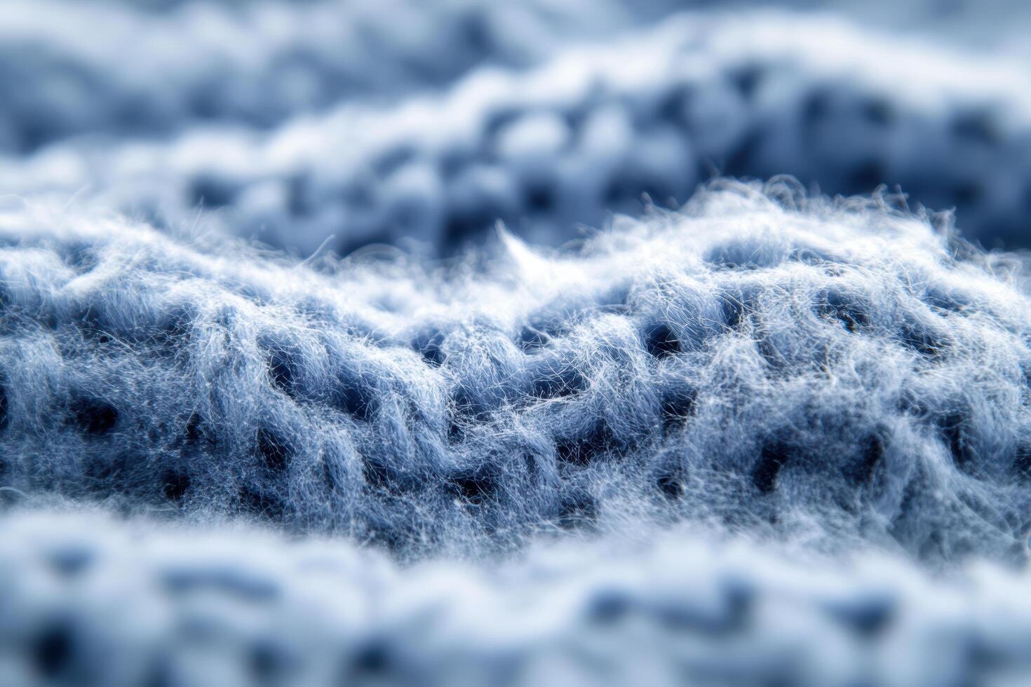 Textured blue fabric with intricate patterns in a soft, cozy environment photo