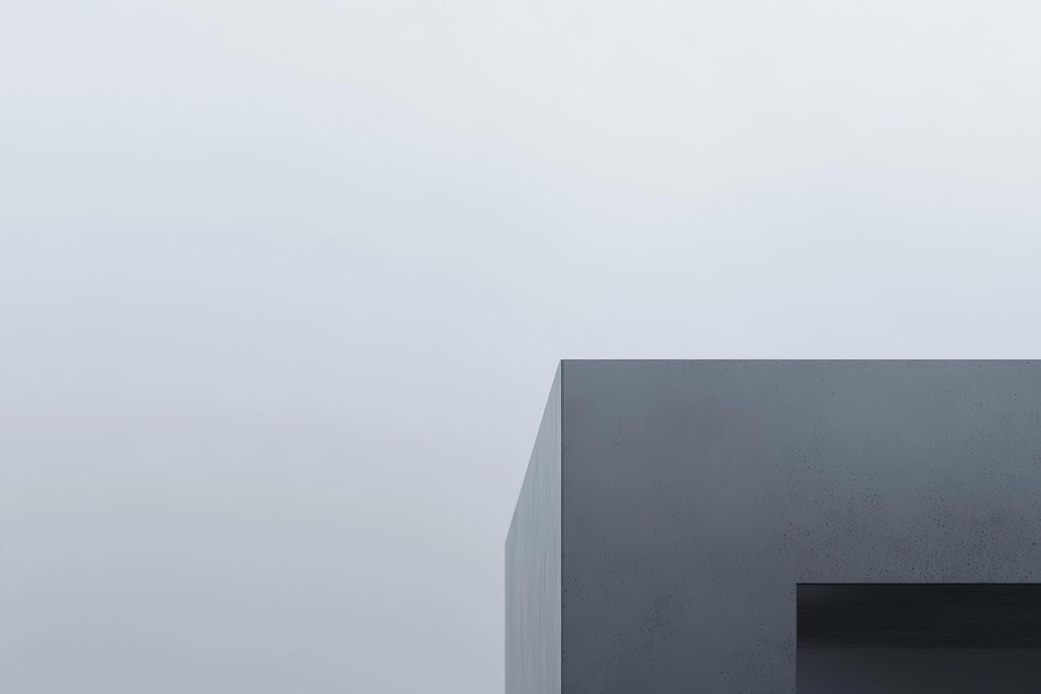 Modern architectural structure against a cloudy sky in minimalistic style photo