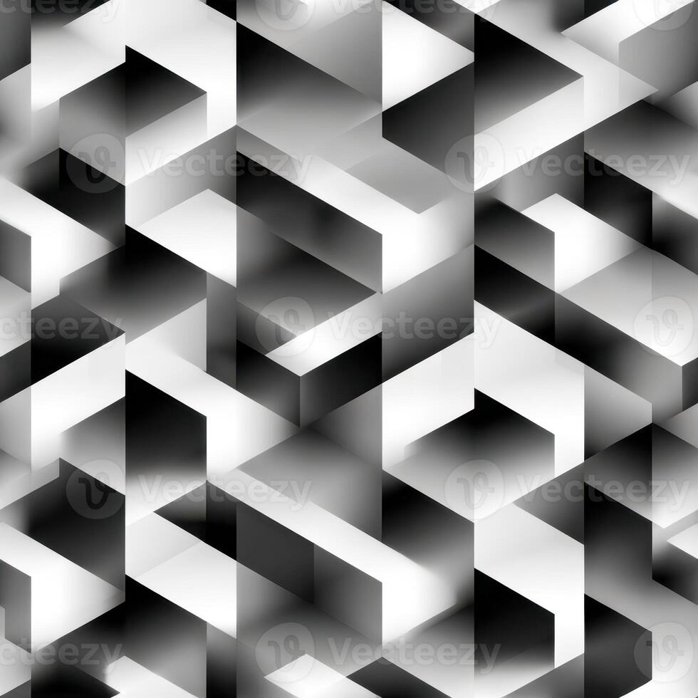 Abstract geometric pattern in grayscale with 3d cube illusion photo
