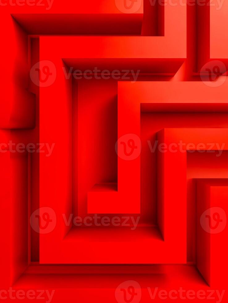 Abstract geometric pattern with vivid red tones and layered rectangular shapes photo