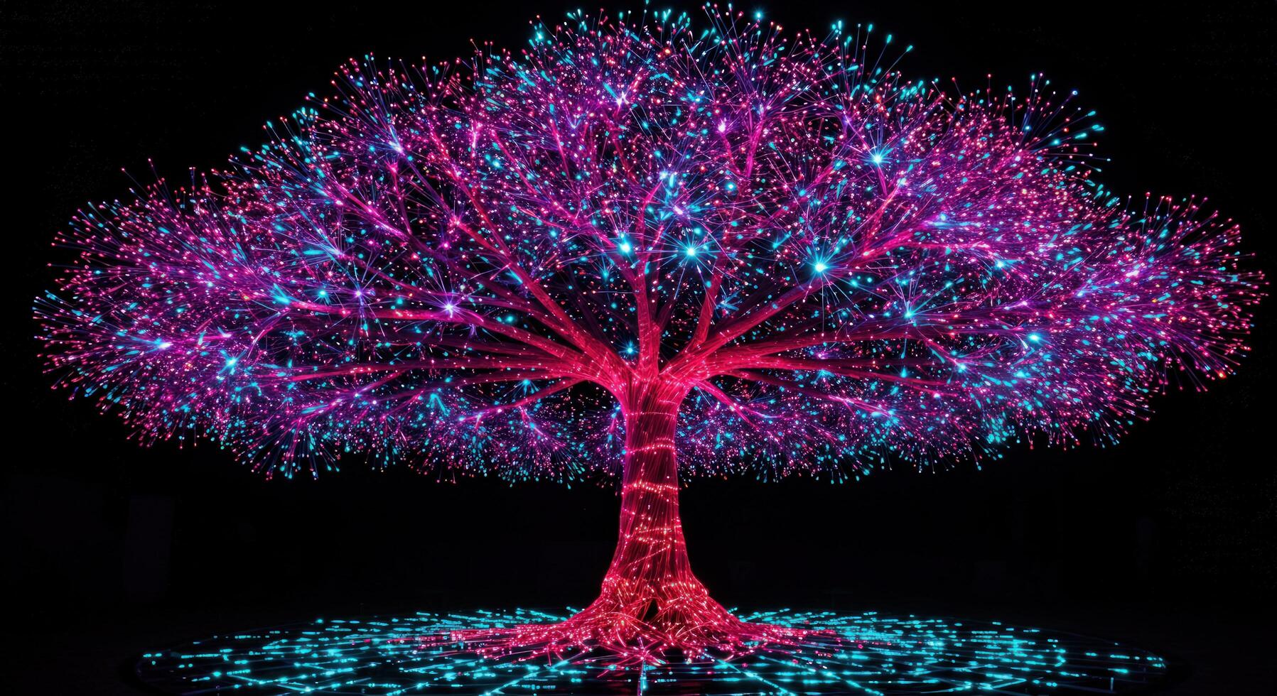 Abstract glowing tree network data connection visualization photo
