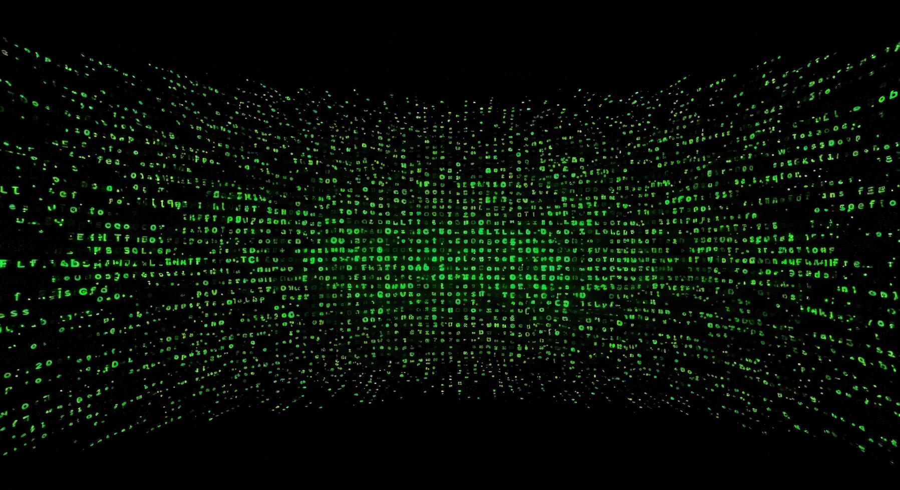 Digital data stream binary code green matrix background photo