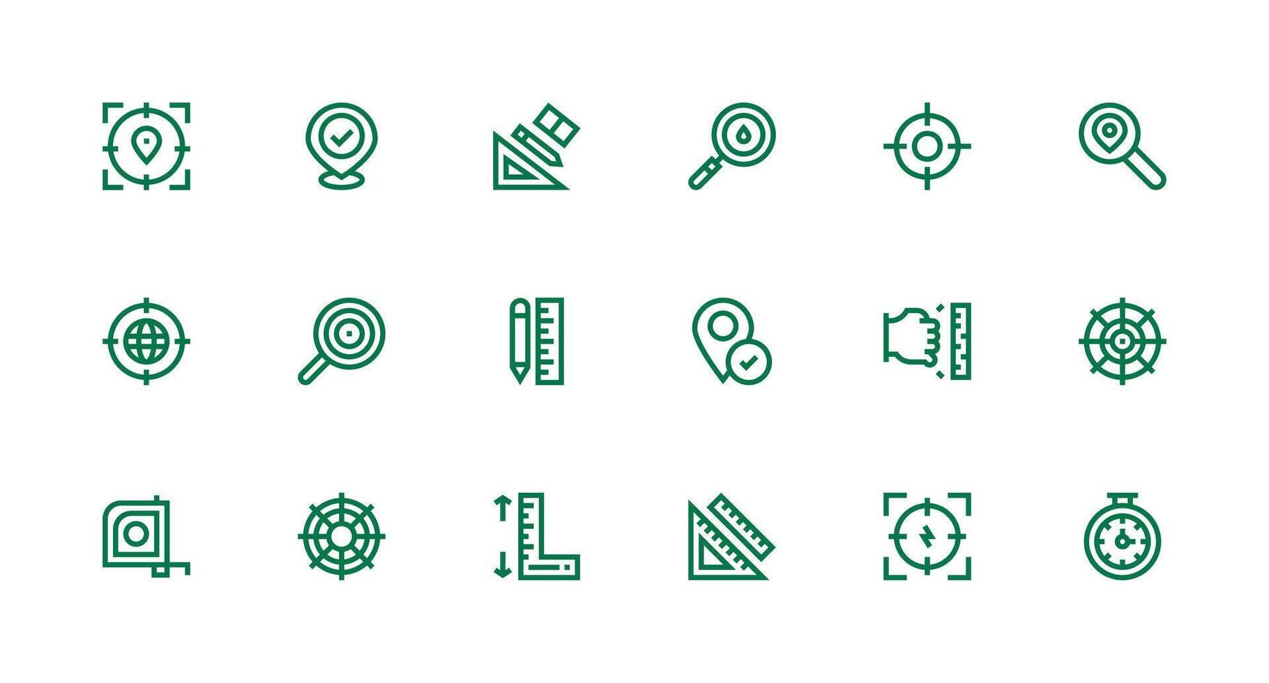 Precise including 18 Strong Stroke Line Illustrations Well-Structured Icons for Creative Use vector
