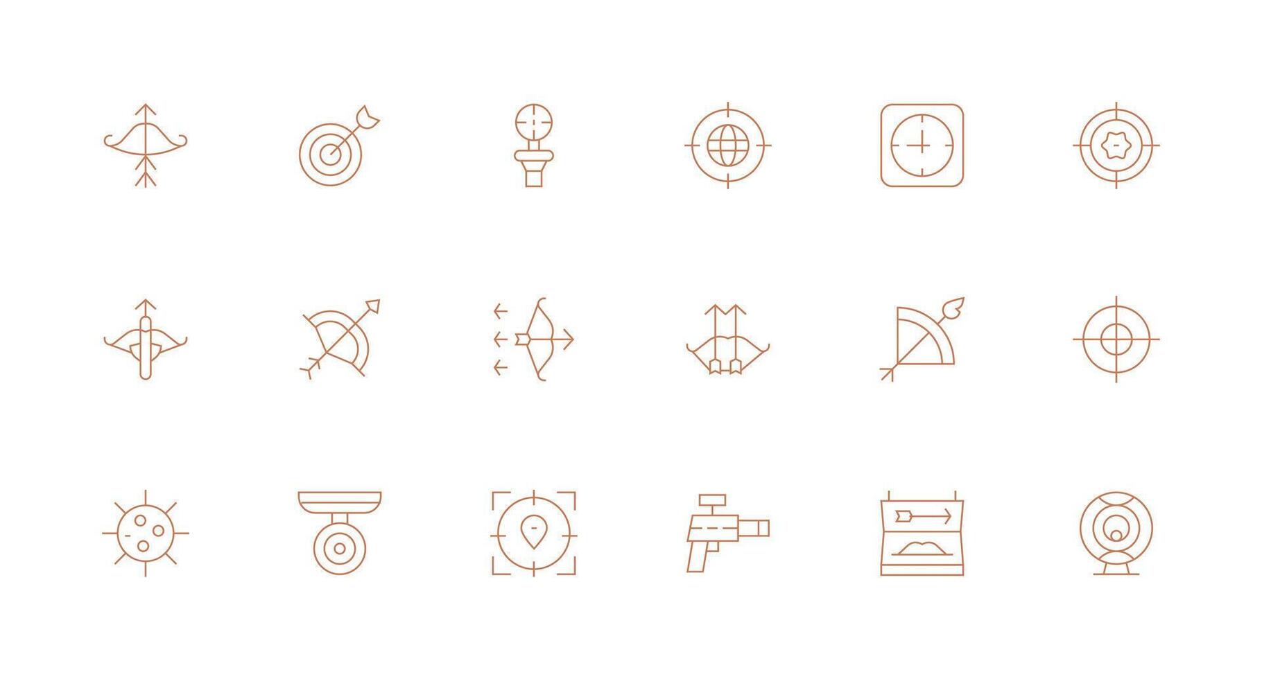 18 Aiming Icons in Minimal Line Aesthetic Simple Icons for Interface and Wireframes vector