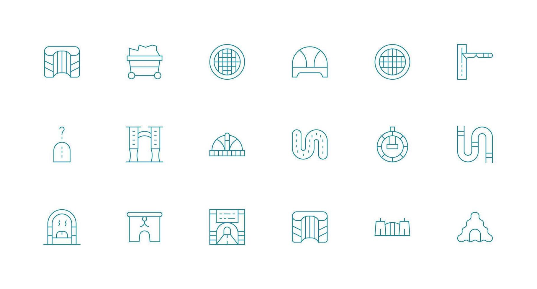 Tunnel Visual Pack containing 18 Minimal Line Icons Quick Access Icons for UI Development vector