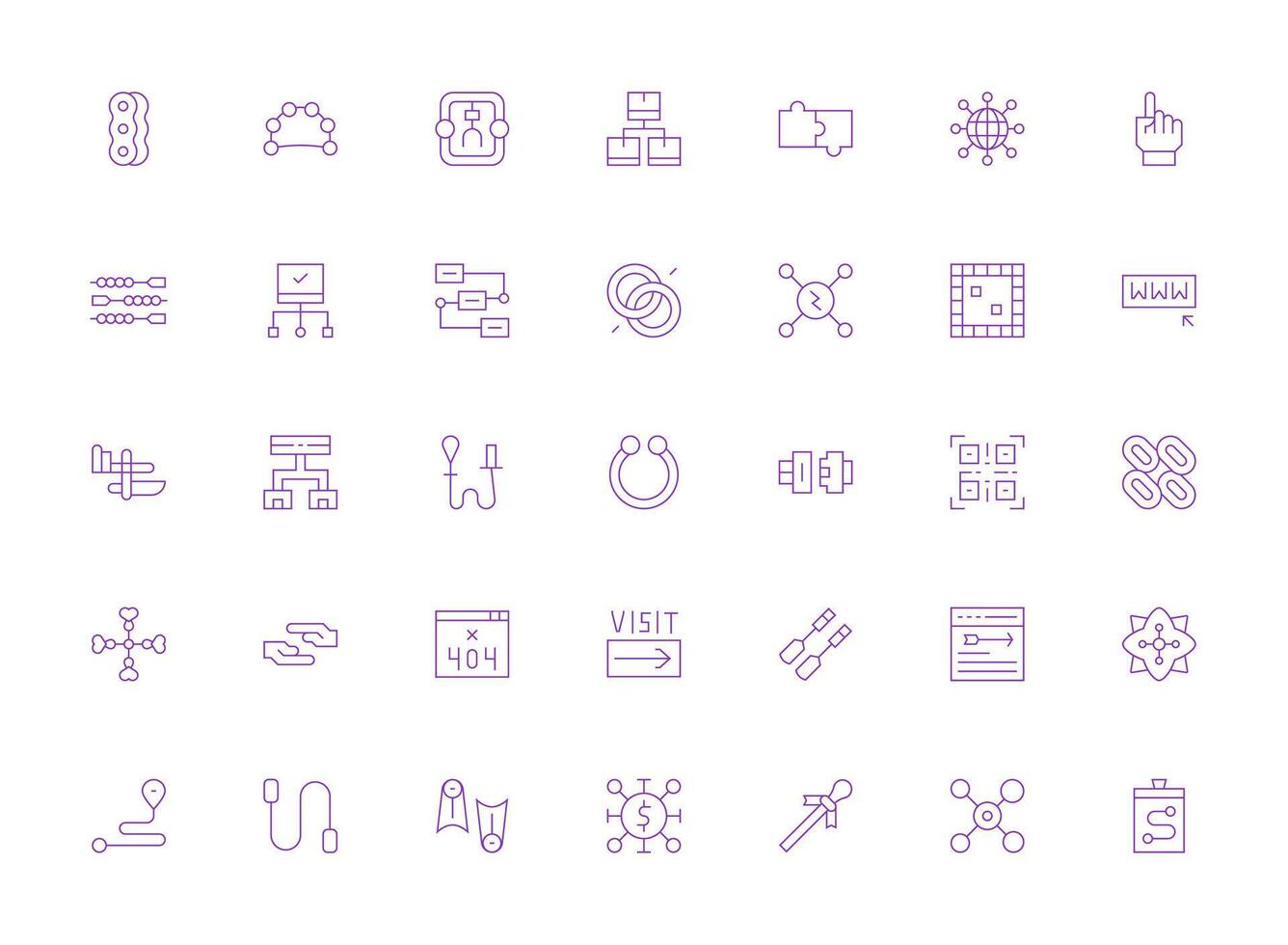 Link Set with 35 Light Line Icons Multi-Purpose Icon Pack for Templates vector