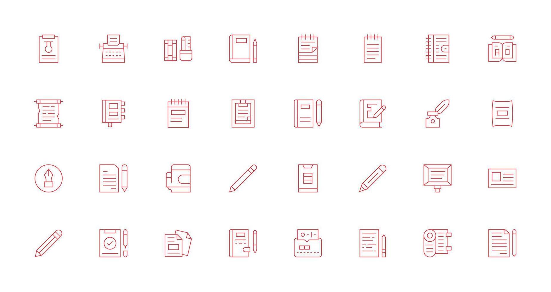 Notepad Set with 32 Thin Line Icons Minimal Icon Set for Interface Projects vector