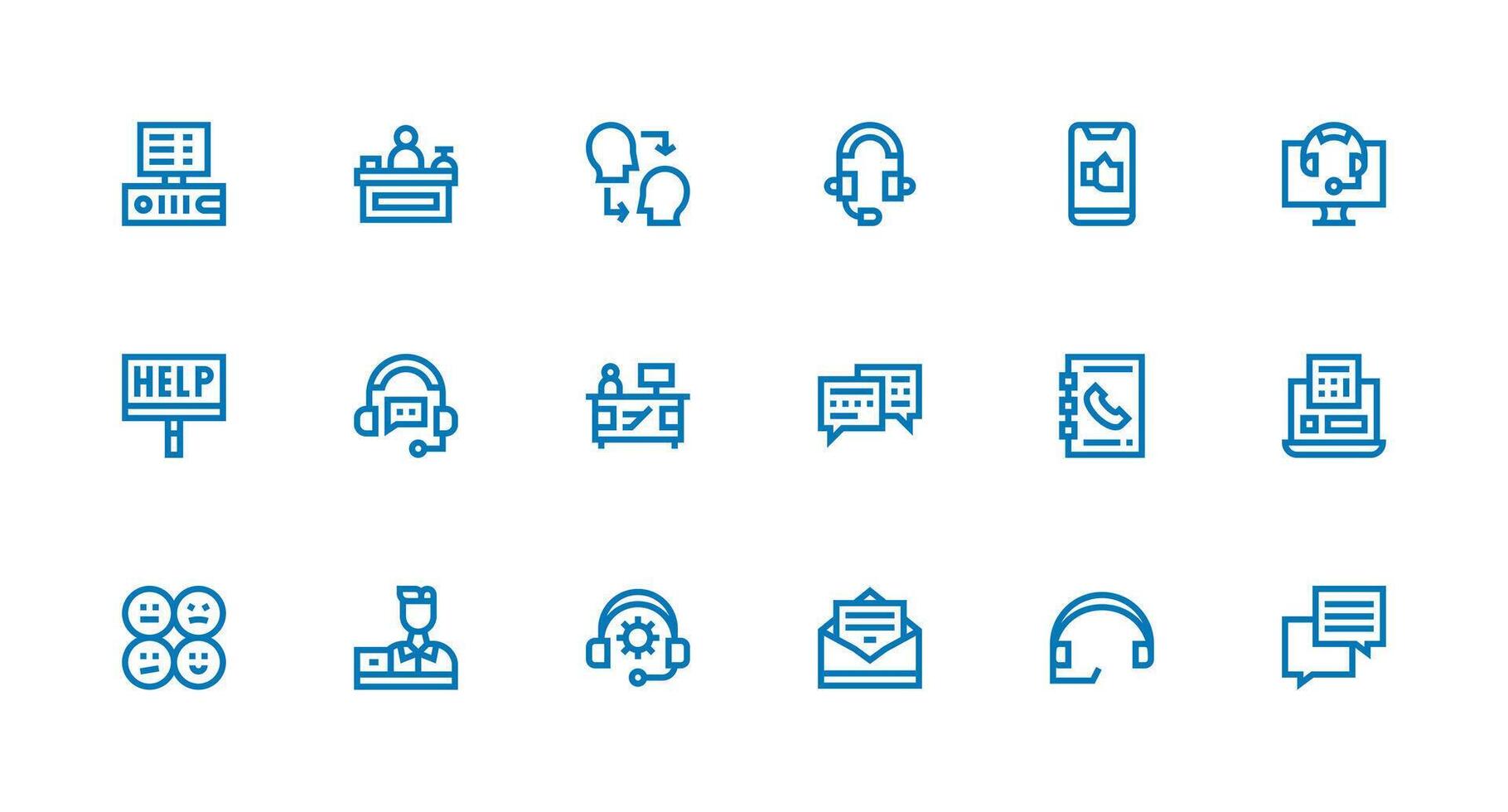 18 Strong Stroke Line Vectors for Customer Service Theme Quick Access Icons for UI Development