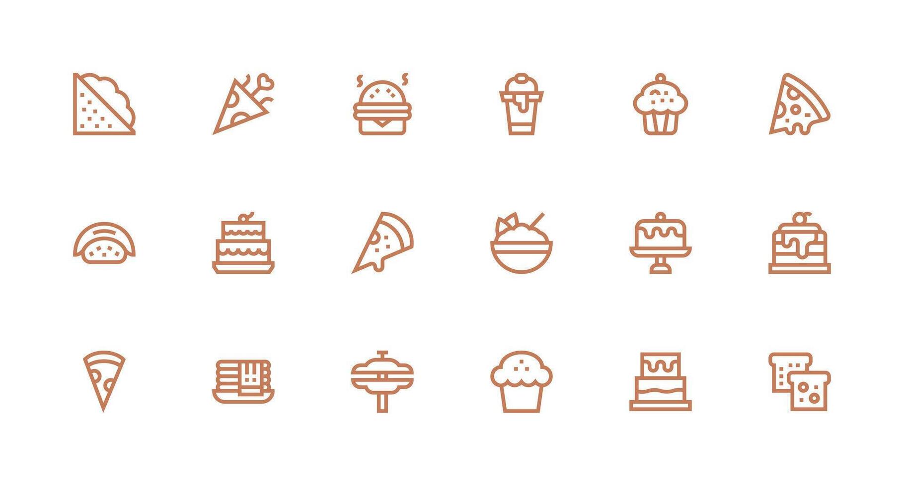 Topping Icon Collection with 18 Strong Stroke Line Designs Balanced Icon Set for Functional Design vector