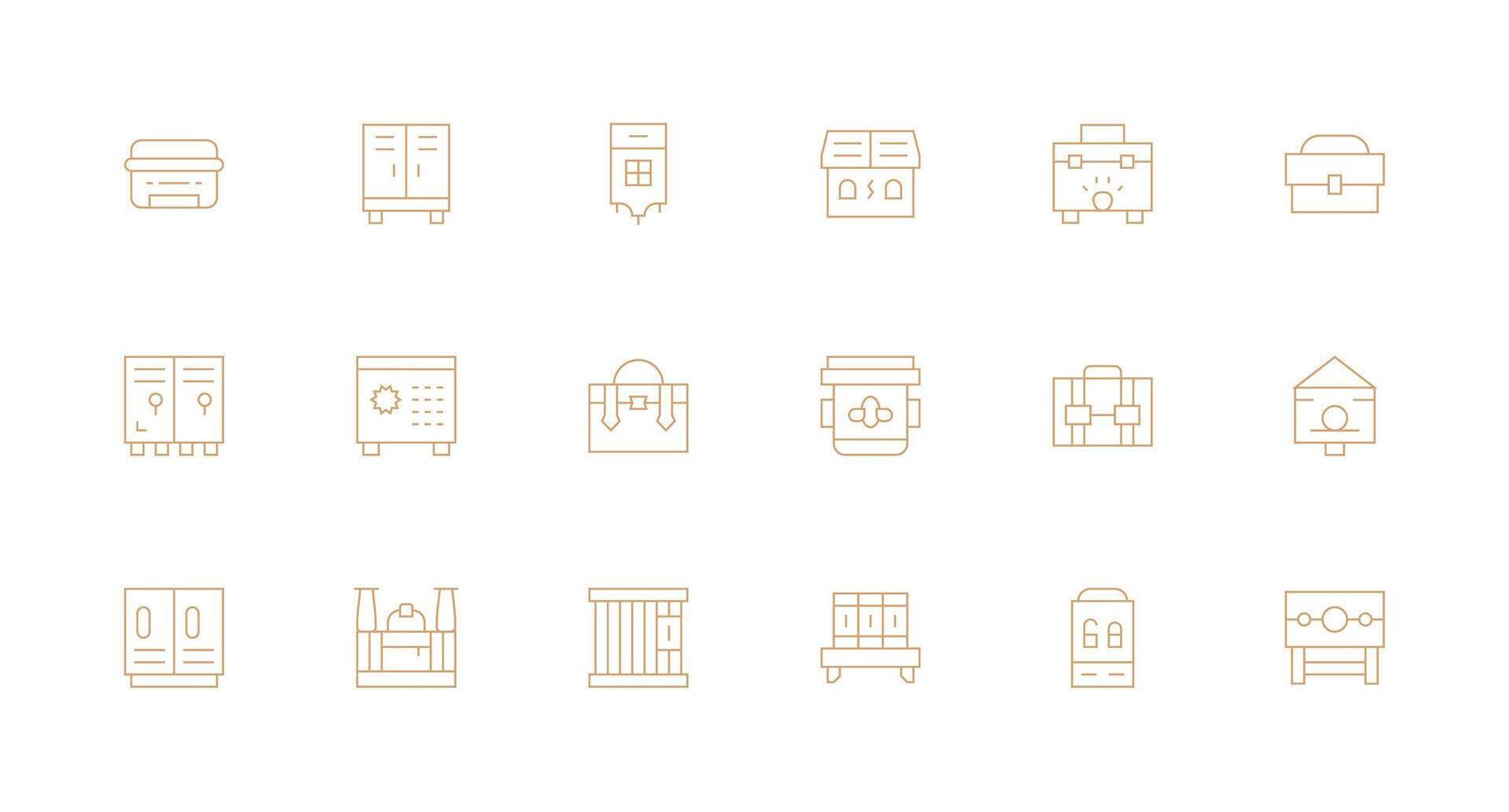 Minimal Line Style Locker Icons with 18 Vectors Neat Icon Set