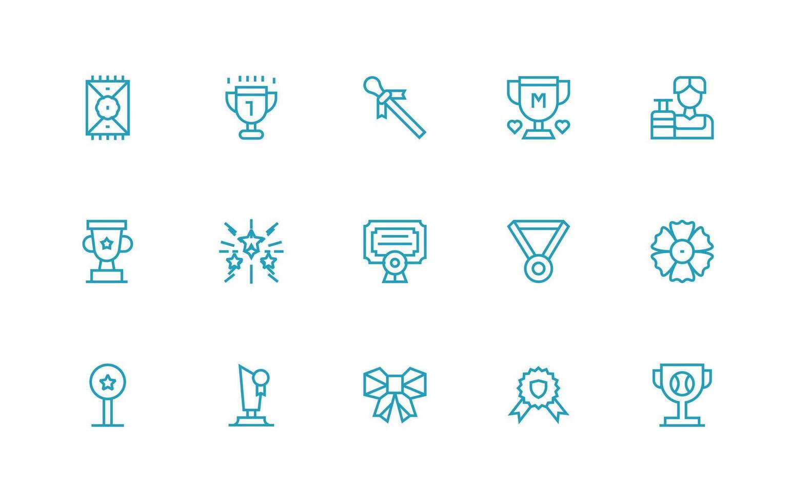 15 Icons for Accolade in Regular Line Format Essential Icon Set for Teams vector