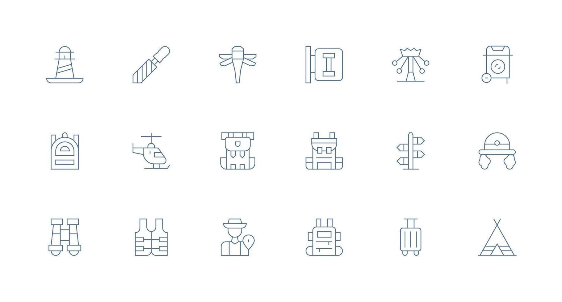 18 Minimal Line Vectors for Tourist Theme Clear and Concise Icon Set Collection
