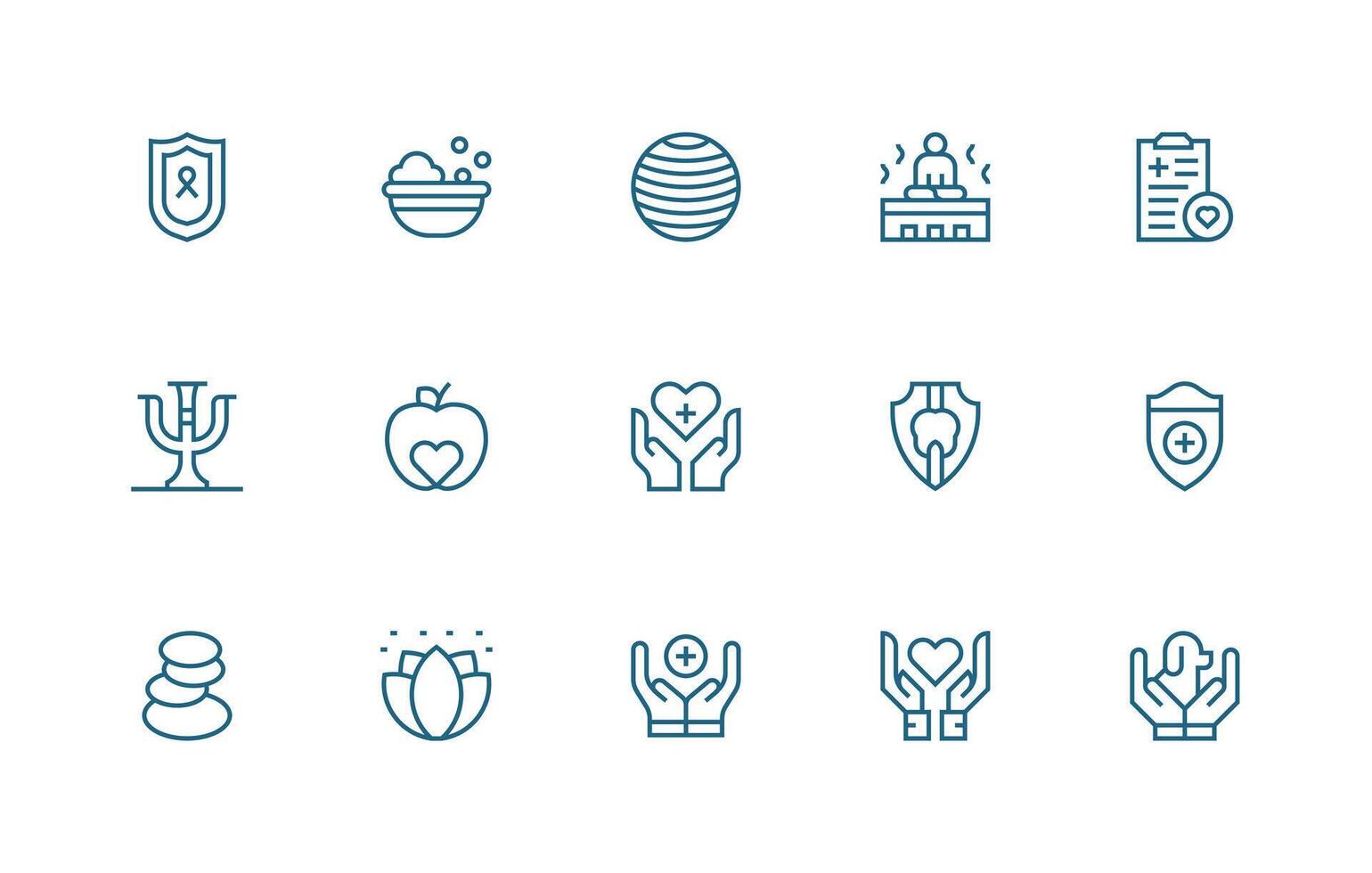 15 Icons for Wellbeing in Regular Line Format Quick Access Icons for UI Development vector