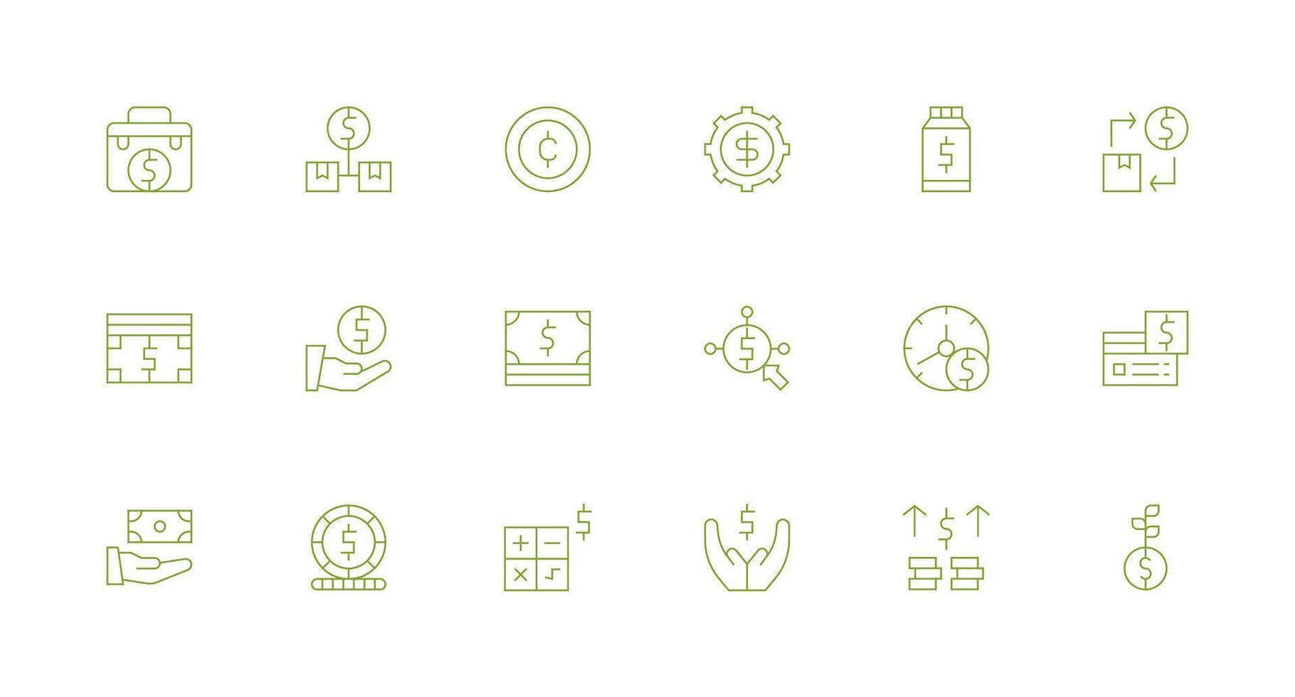 Dollar Icon Set with 18 Minimal Line Graphics Digital Product Icons for Fast Delivery vector
