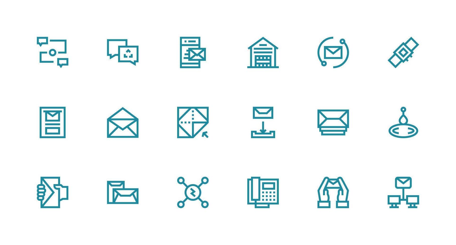 Receive Design Icons featuring 18 in Strong Stroke Line Style Customizable Icon Series for Mobile Screens vector