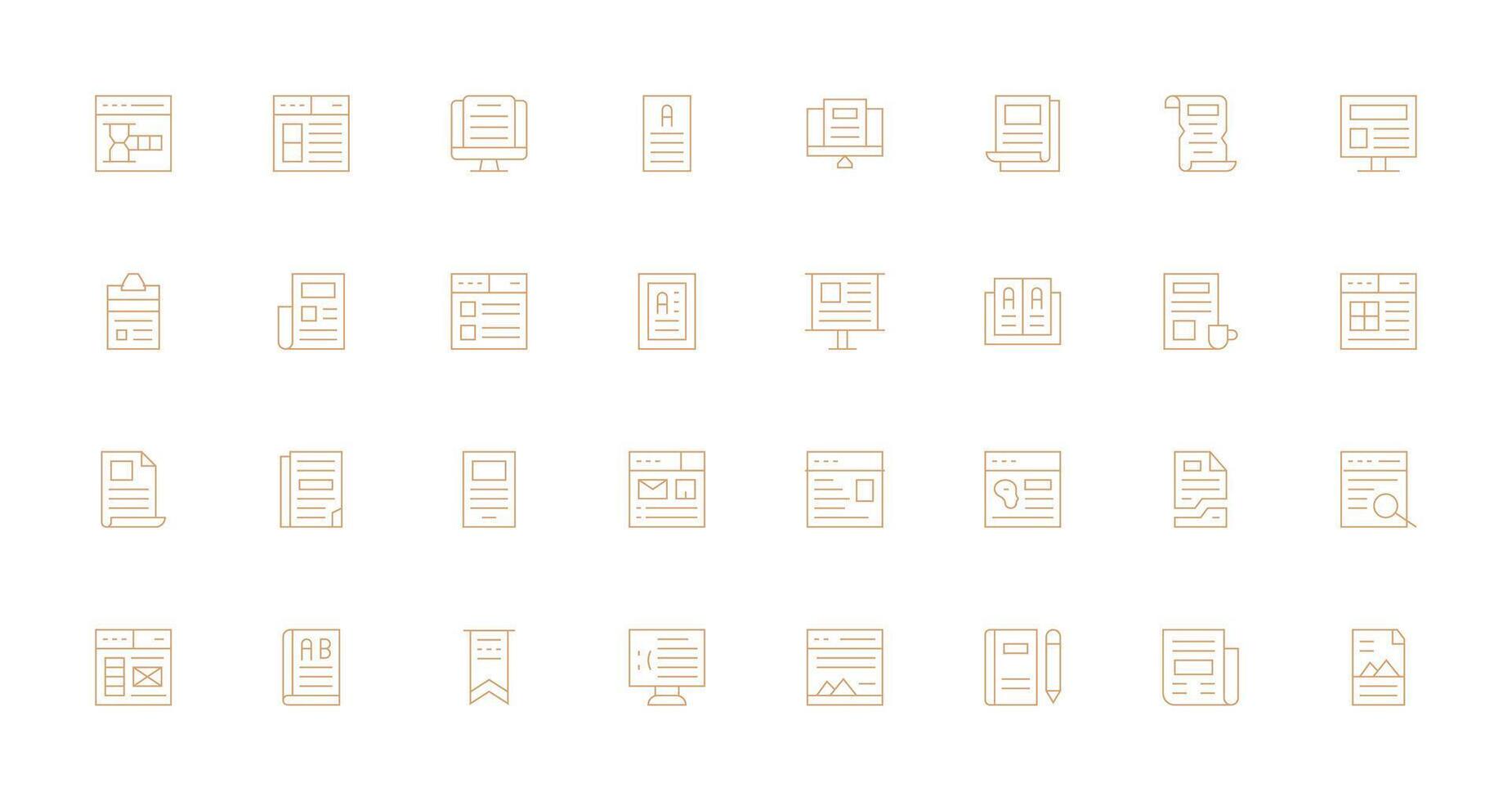 Article Visual Pack containing 32 Thin Line Icons UI and UX Focused Icon Collection vector