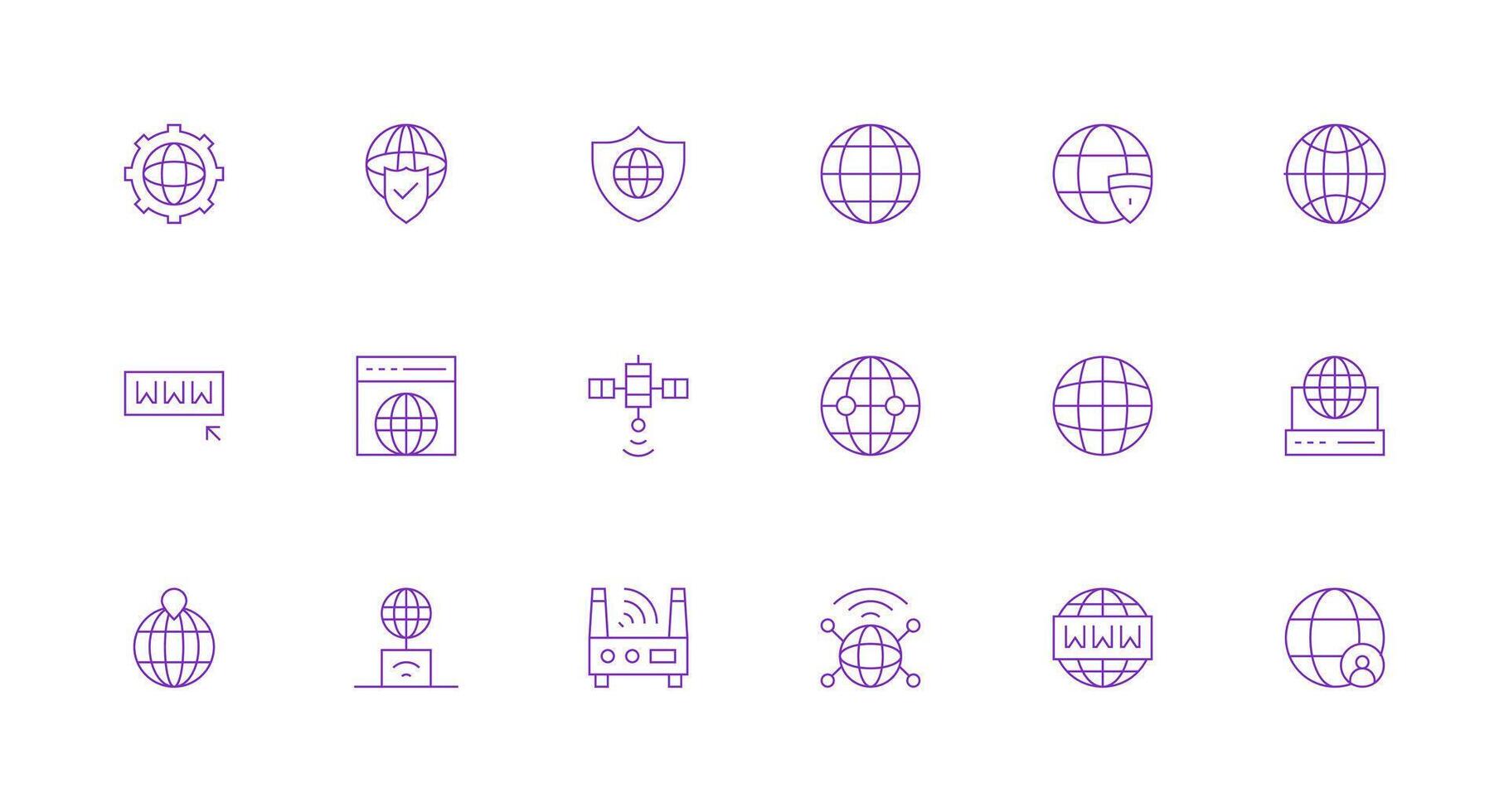 Minimal Line Style Global Network Icons with 18 Vectors Design Ready Icon Set for Teams