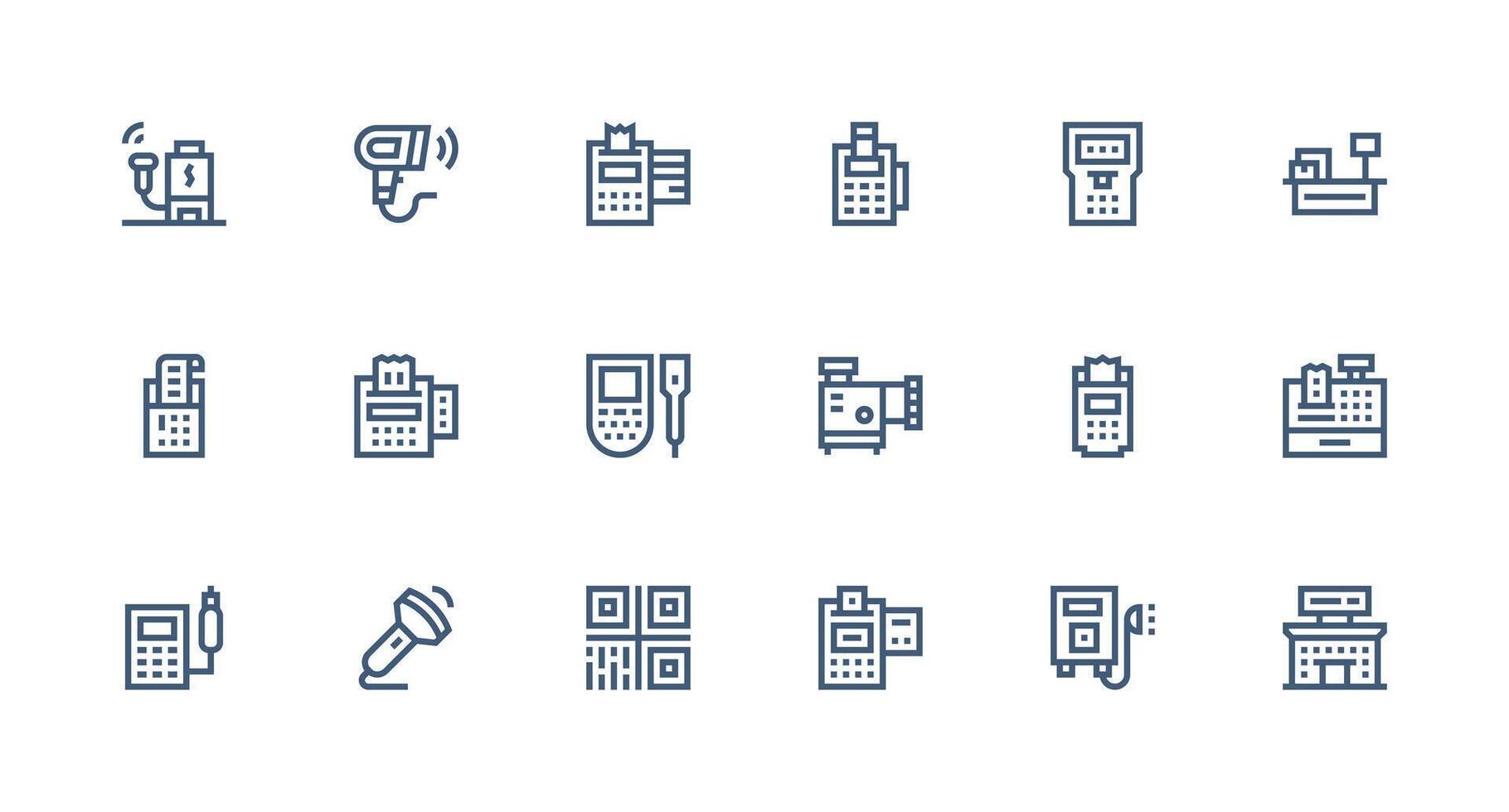 Scanner featuring 18 Icons in Strong Stroke Line Design UI Icon Set vector