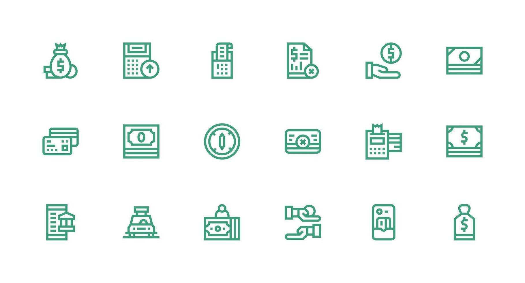 Payment Set with 18 Strong Stroke Line Icons Sharp Icons for Presentations vector