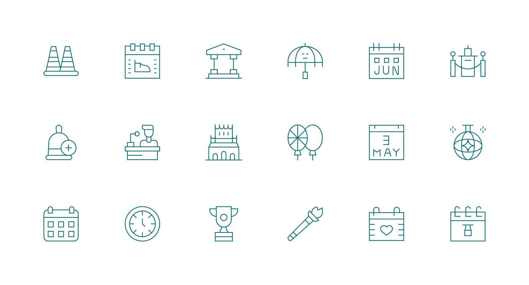 18 Minimal Line Designs for Event Icons Sharp Icons for Presentations vector