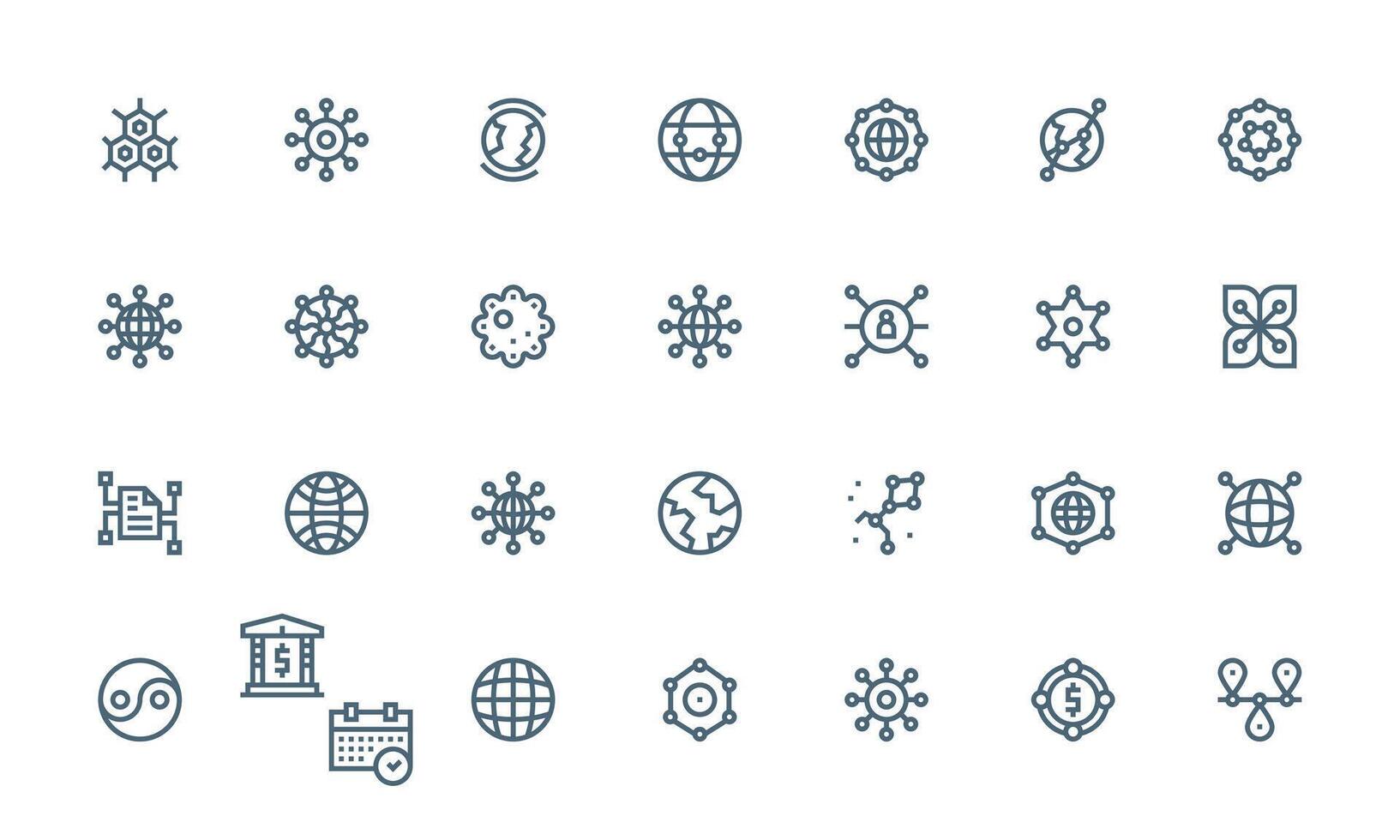 28 Bold Line Designs for Interconnected Icons Clean Icon Collection for Web Use vector